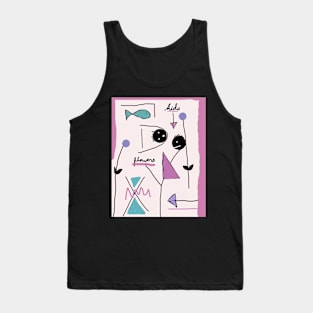 Kids among Flowers Stick Figure Tank Top